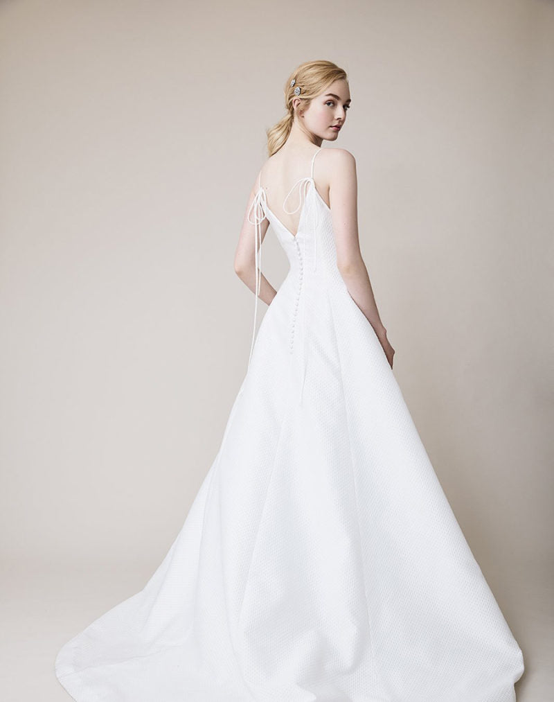 Pearl Trimmed Off-the-Shoulder Wedding Dress