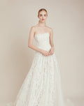 Illusion Sleeve Plunging Ball Gown Wedding Dress